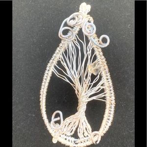 Silver wire wrap tree of life pendant